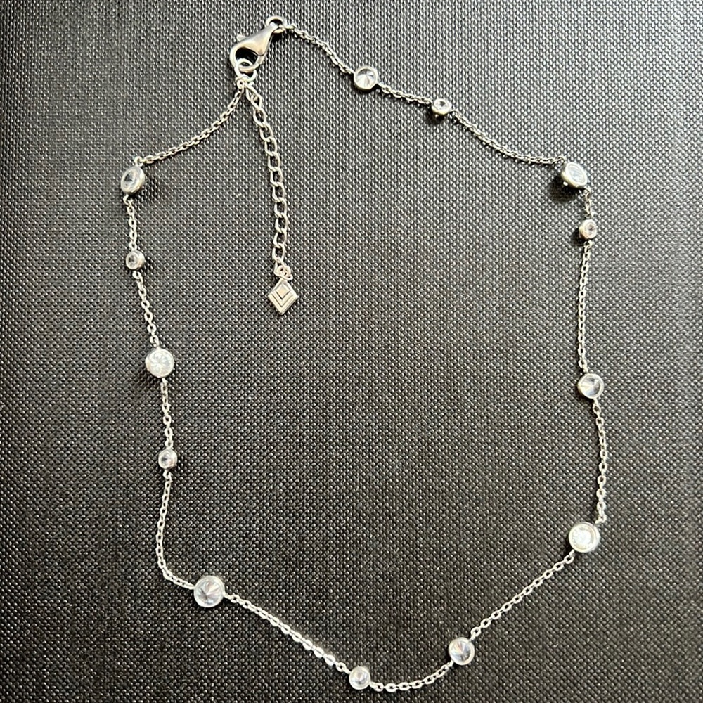 SILPADA 16 inch 925 sterling silver necklace with crystals. 2 inch extender.